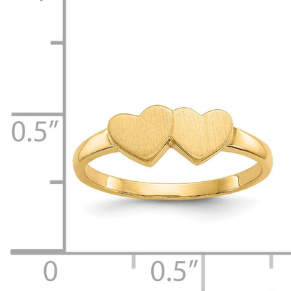14k 5.5x5.0mm Open Back Double Heart Signet Ring