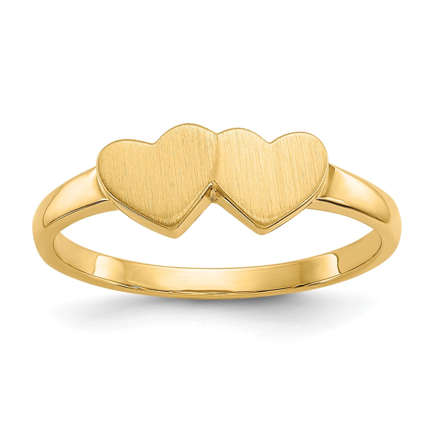 14k 5.5x5.0mm Open Back Double Heart Signet Ring