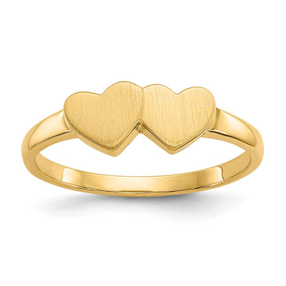 14k 5.5x5.0mm Open Back Double Heart Signet Ring