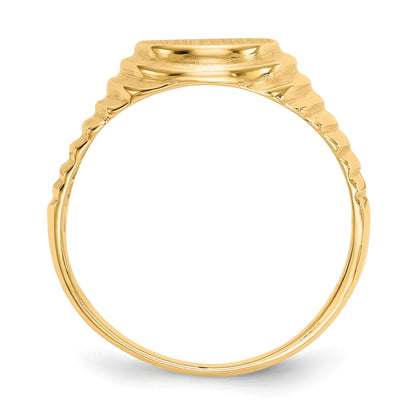 14k 10.5x9.5mm Oval Open Back Mens Signet Ring