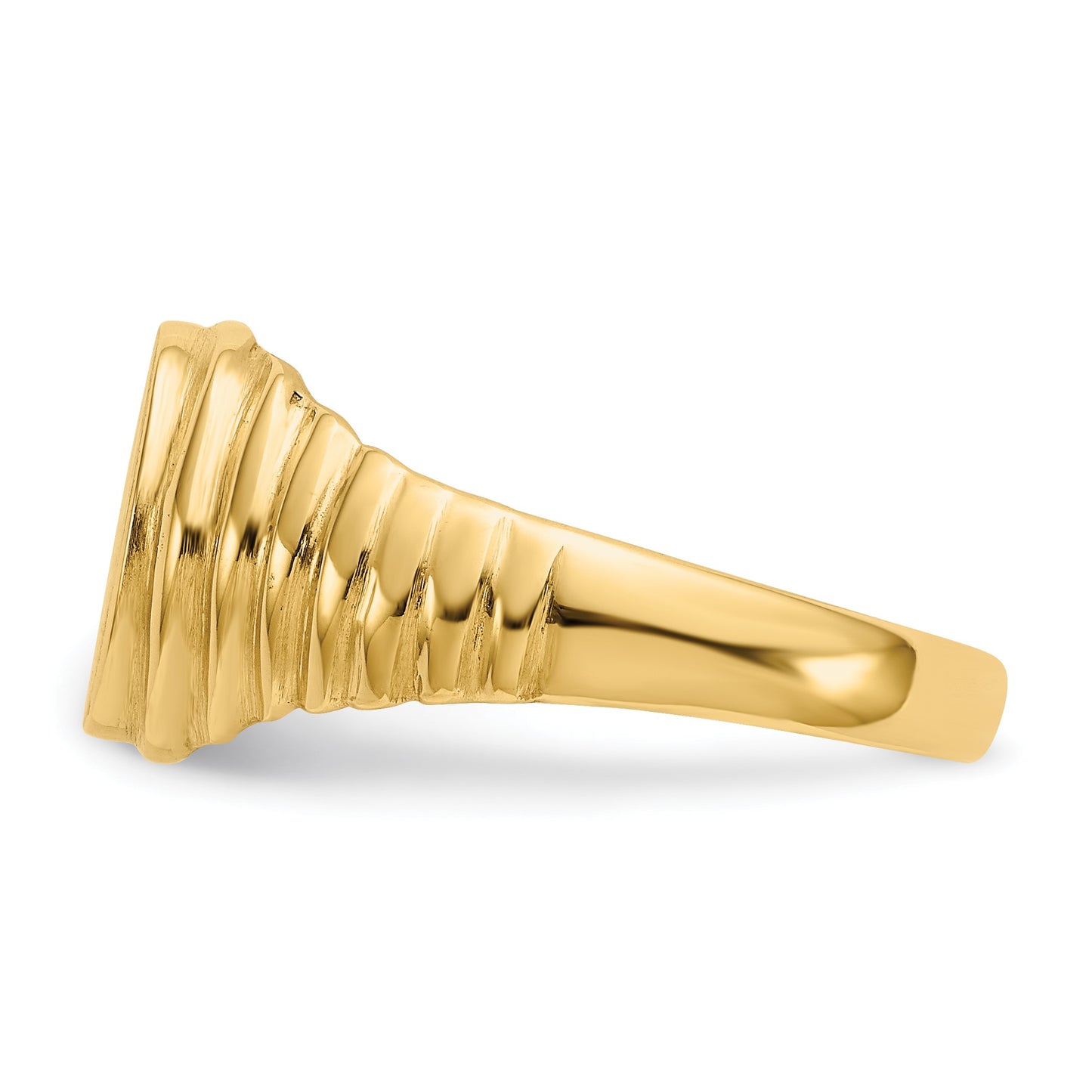 14k 10.5x9.5mm Oval Open Back Mens Signet Ring