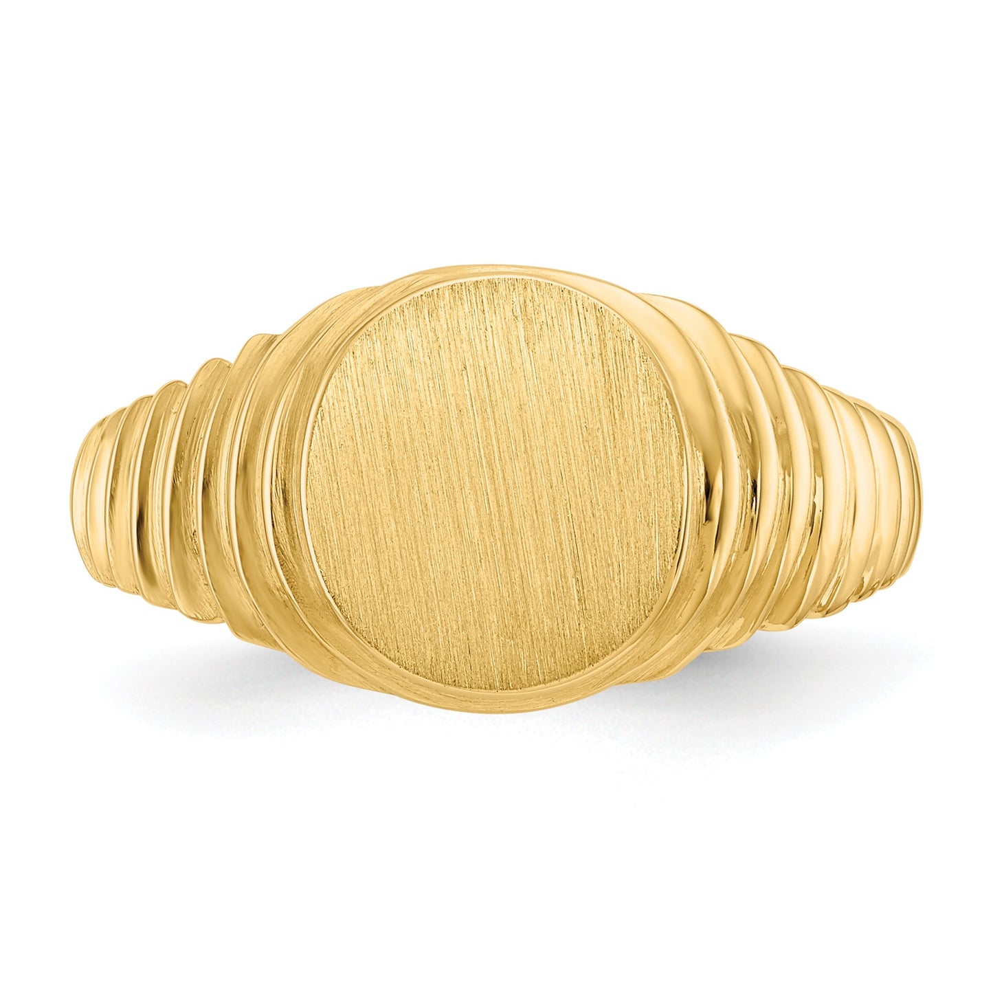 14k 10.5x9.5mm Oval Open Back Mens Signet Ring