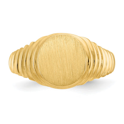 14k 10.5x9.5mm Oval Open Back Mens Signet Ring