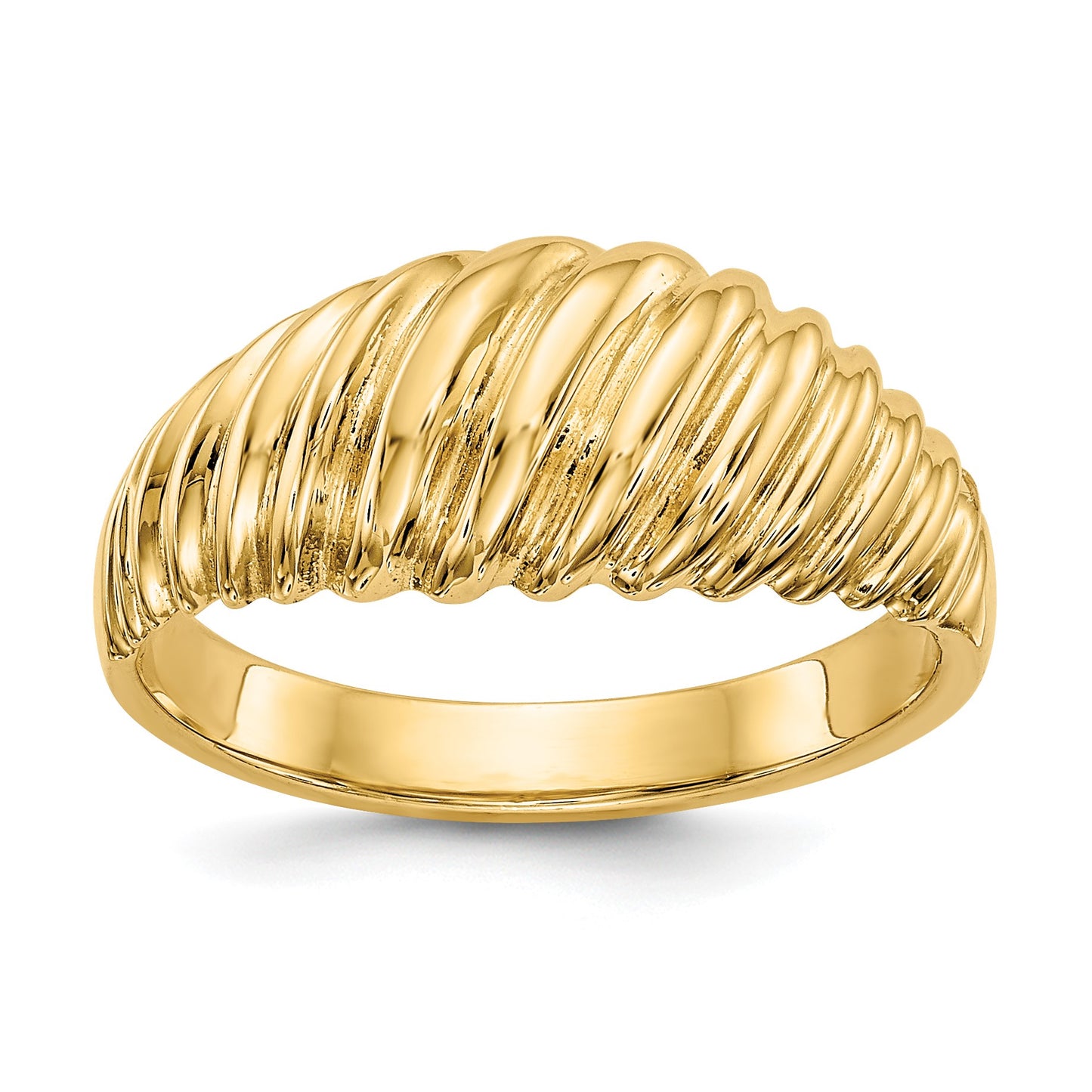14k Polished Scalloped Dome Ring