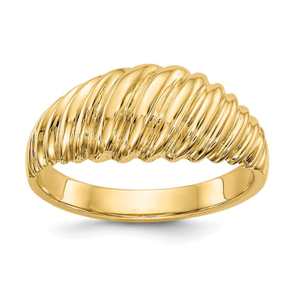14k Polished Scalloped Dome Ring