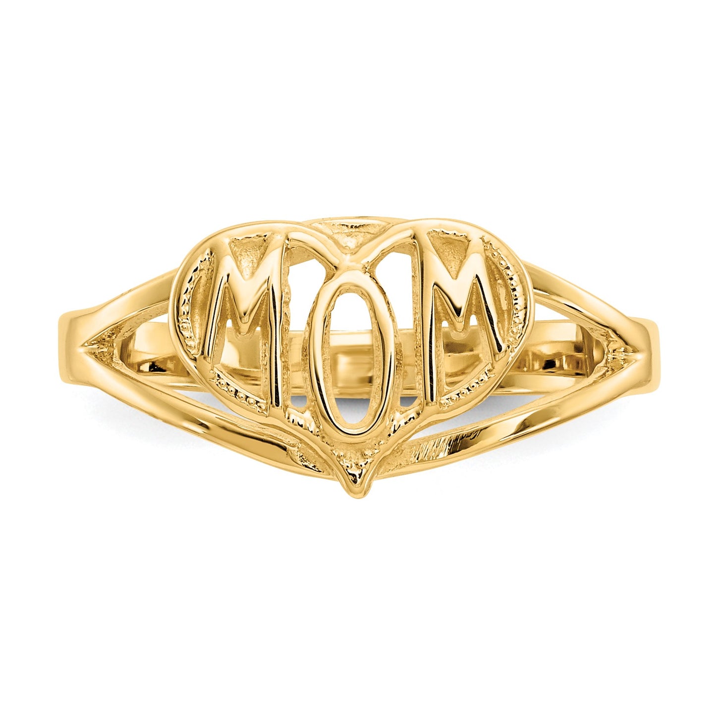 14k Polished MOM in Heart Ring