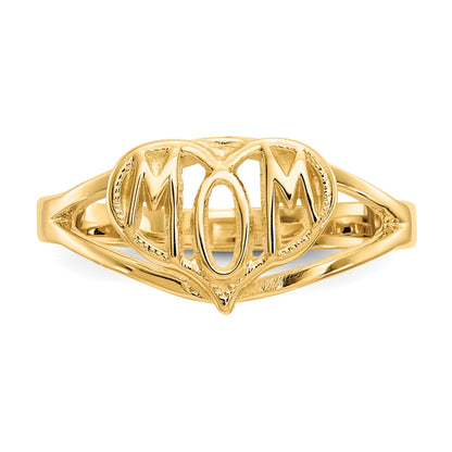 14k Polished MOM in Heart Ring