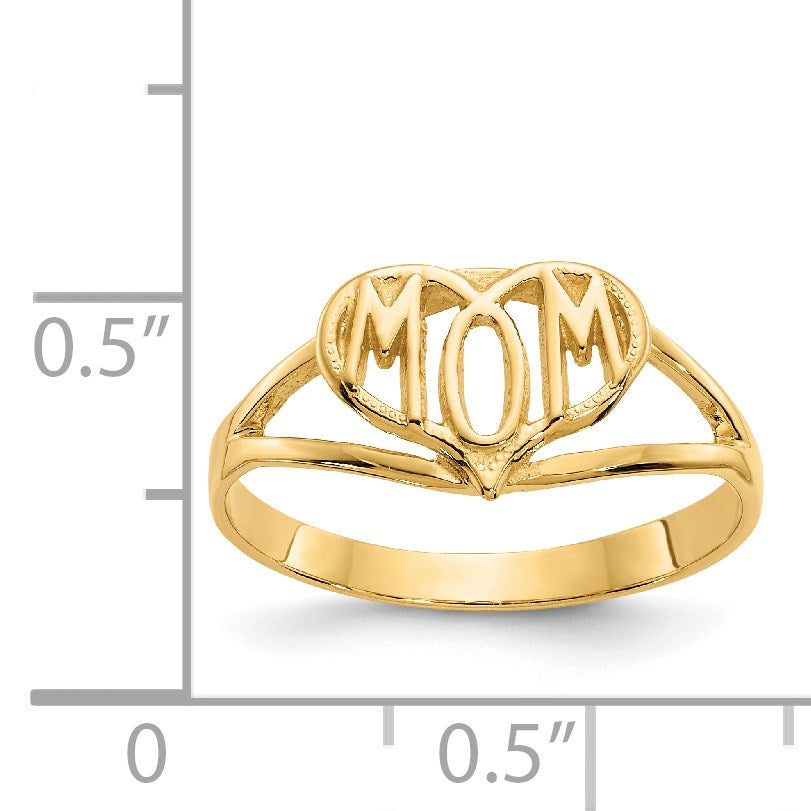 14k Polished MOM in Heart Ring