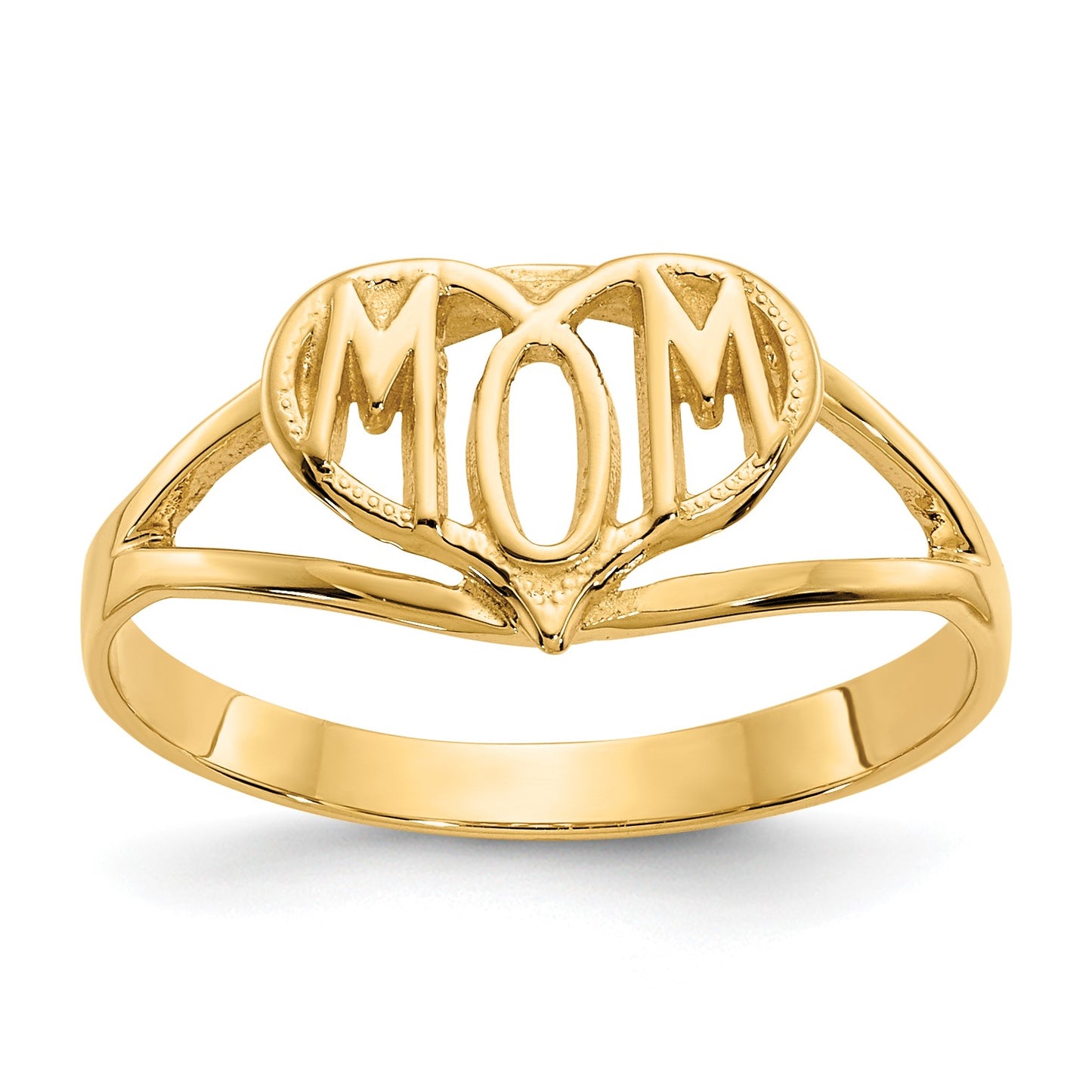 14k Polished MOM in Heart Ring