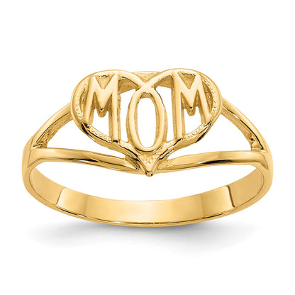 14k Polished MOM in Heart Ring