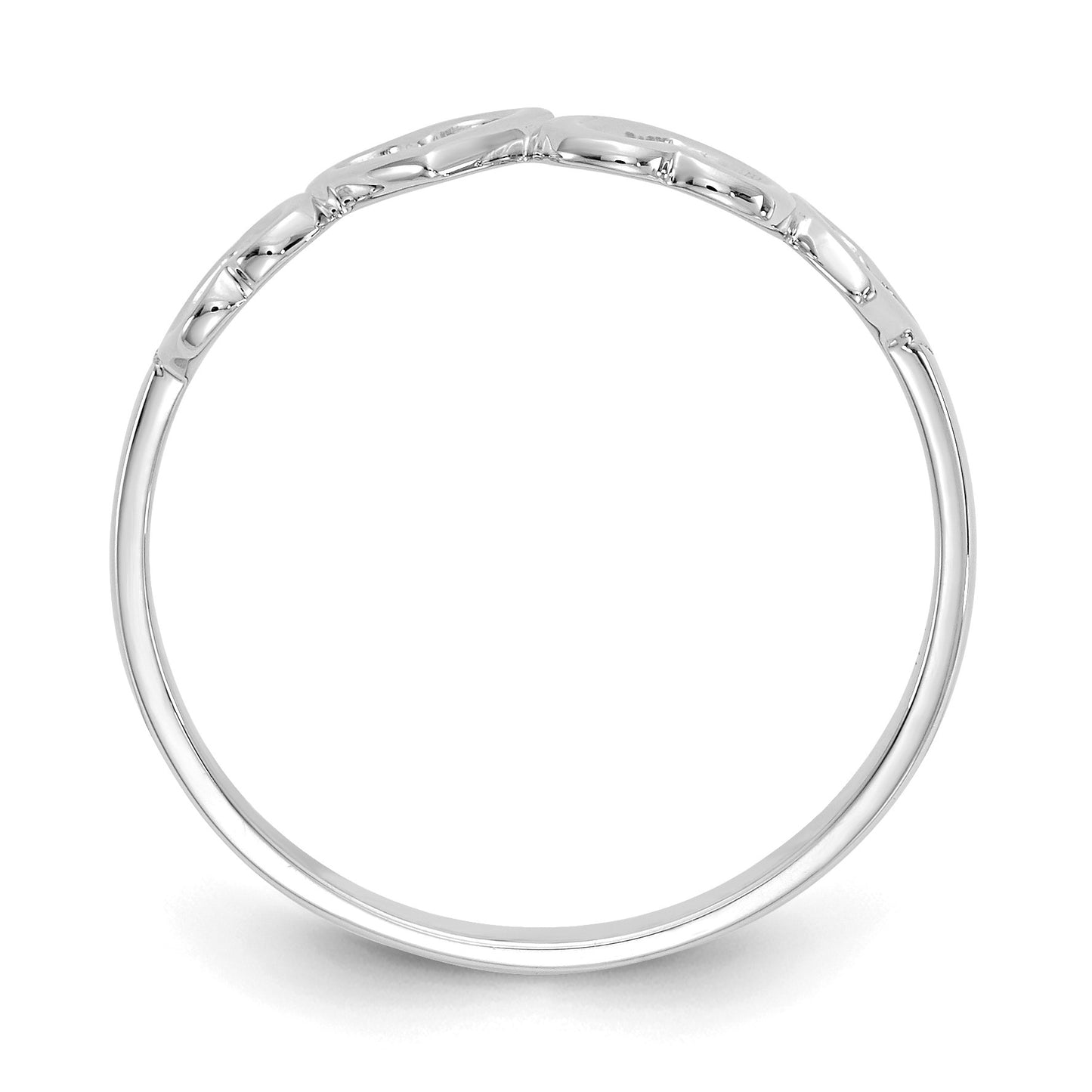 14K White Gold Hearts Ring