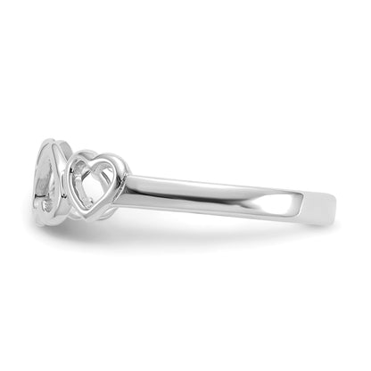 14K White Gold Hearts Ring
