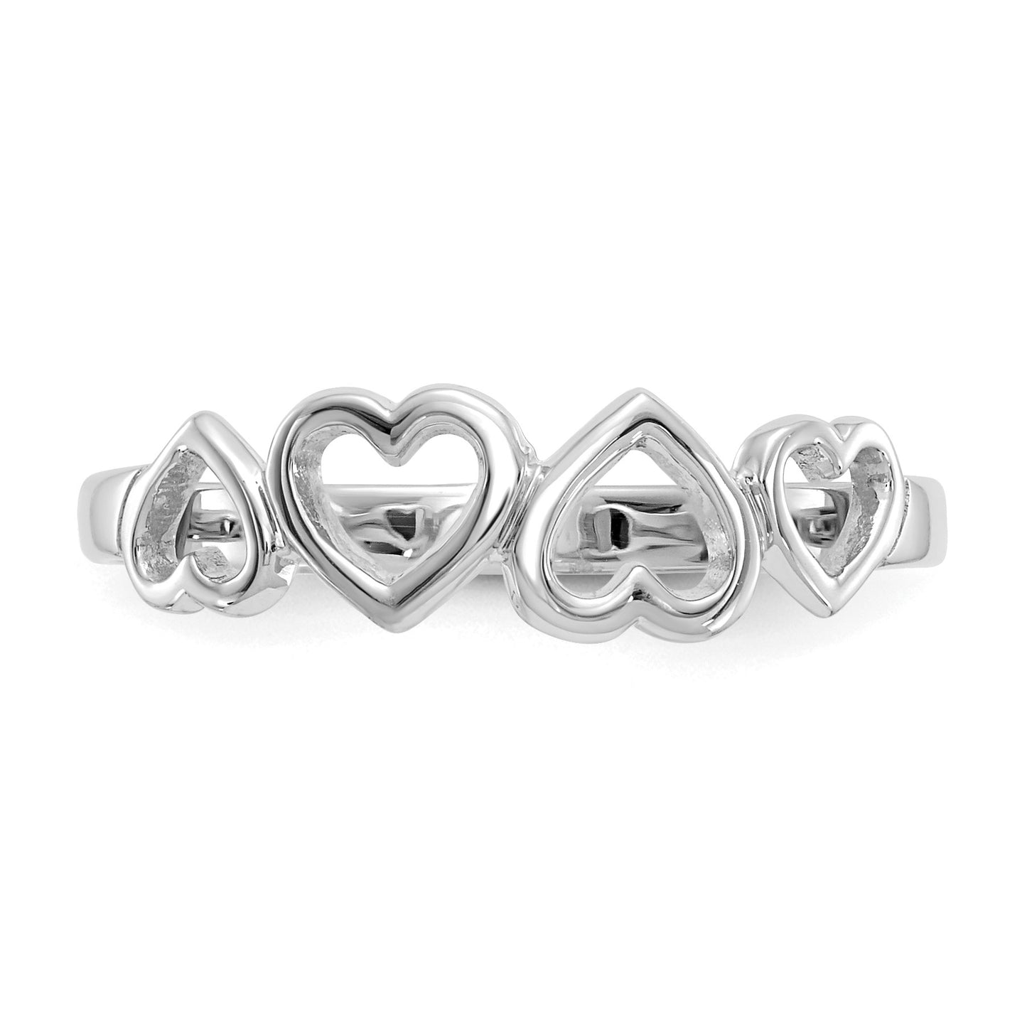 14K White Gold Hearts Ring