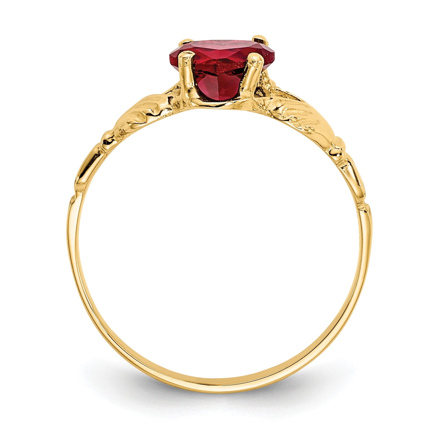 14k January CZ Heart Birthstone Claddagh Ring
