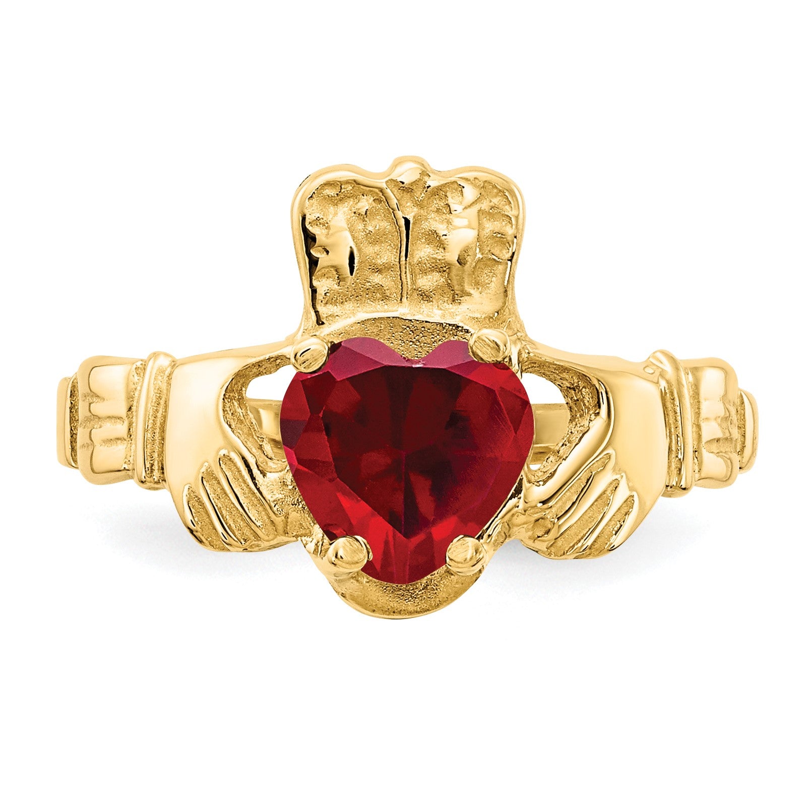 14k January CZ Heart Birthstone Claddagh Ring