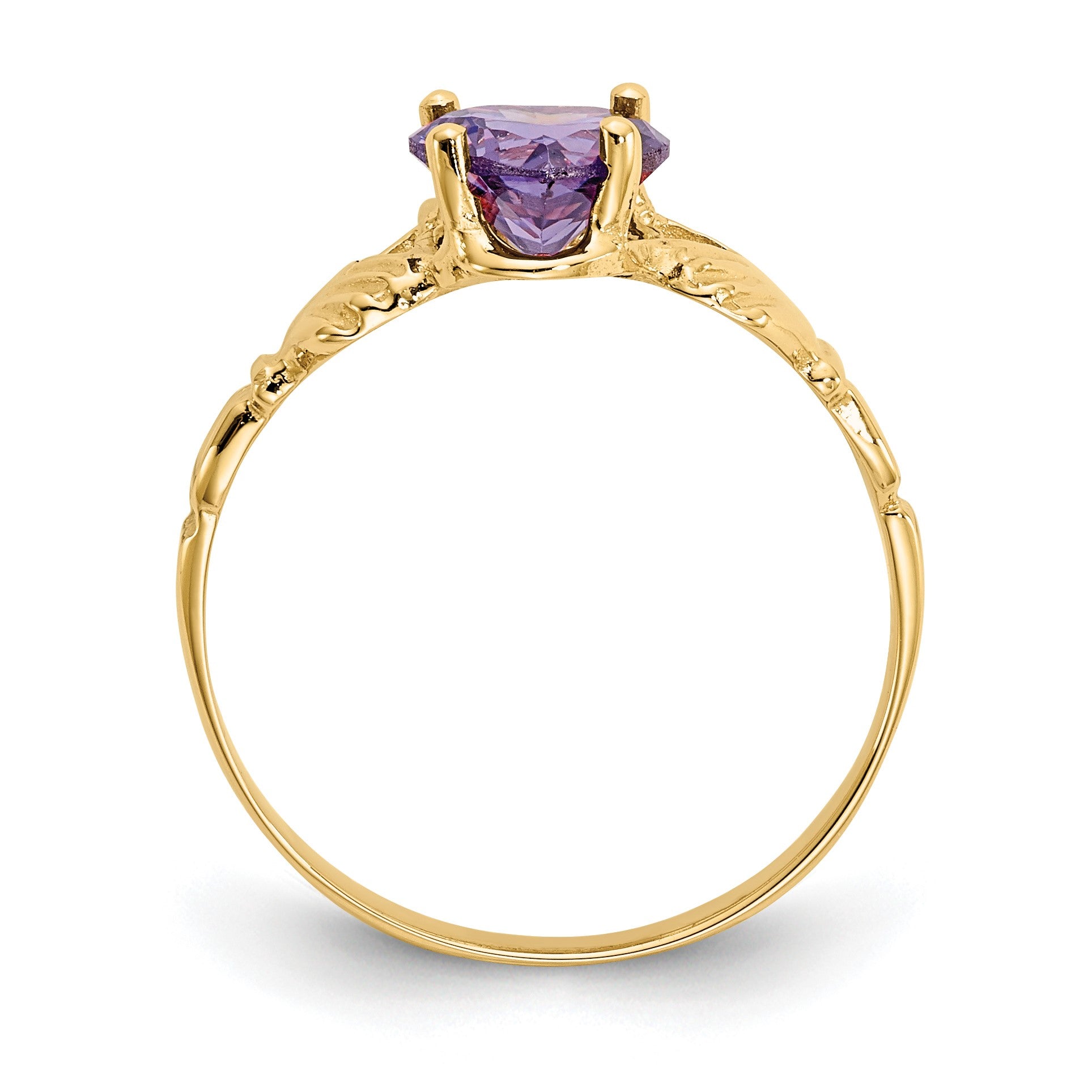 14k February CZ Heart Birthstone Claddagh Ring