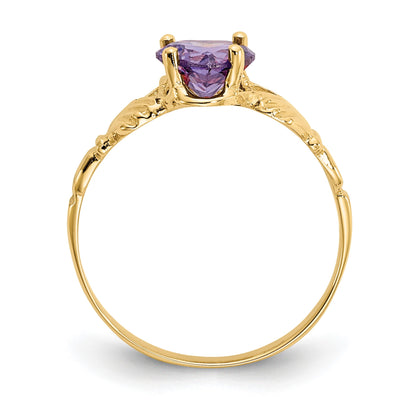 14k February CZ Heart Birthstone Claddagh Ring