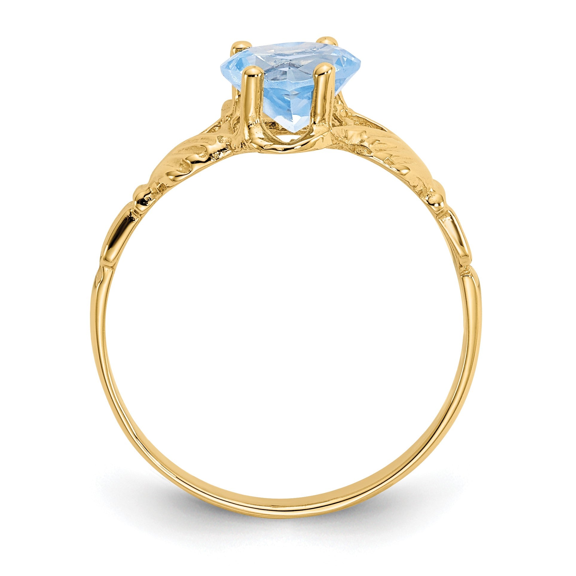 14k March CZ Heart Birthstone Claddagh Ring