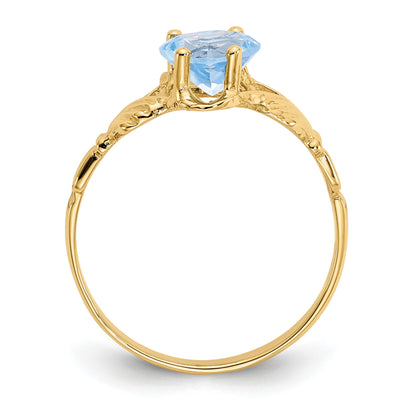 14k March CZ Heart Birthstone Claddagh Ring