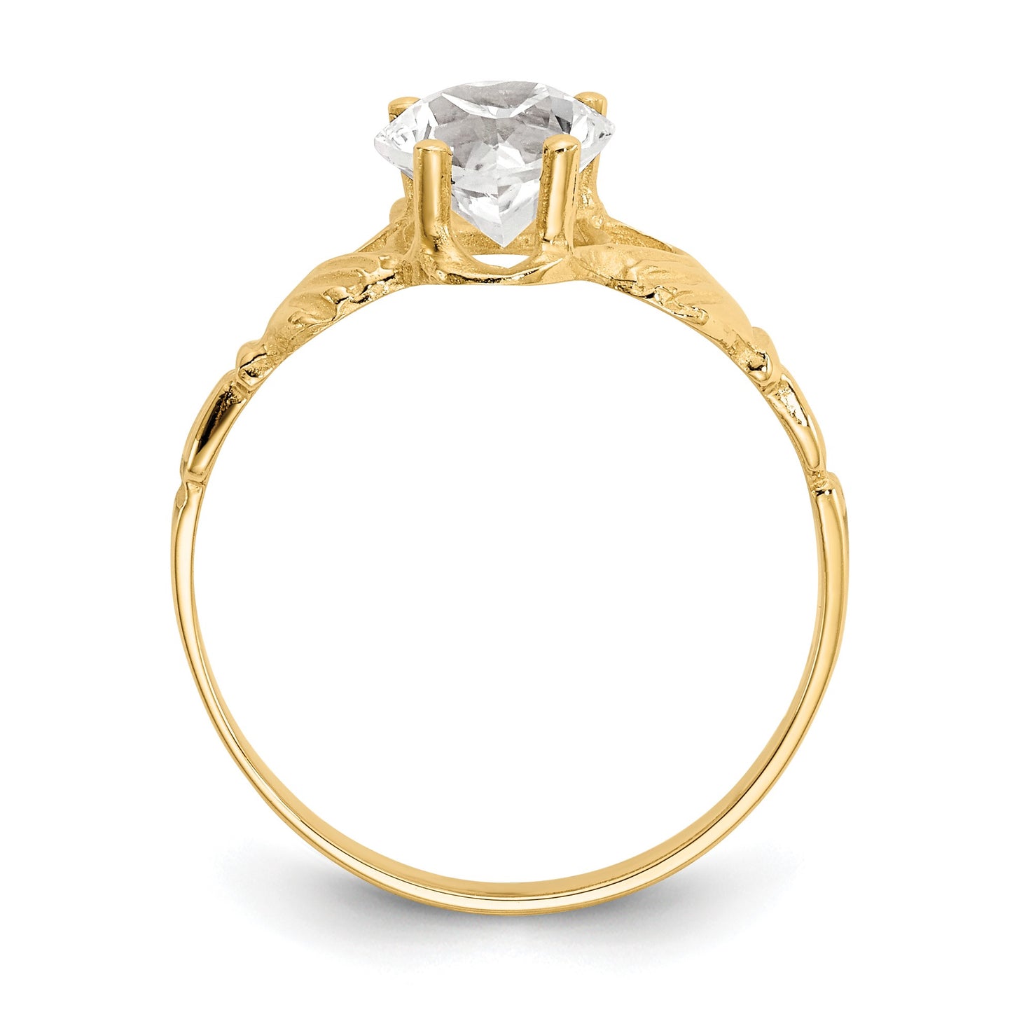 14k April CZ Heart Birthstone Claddagh Ring