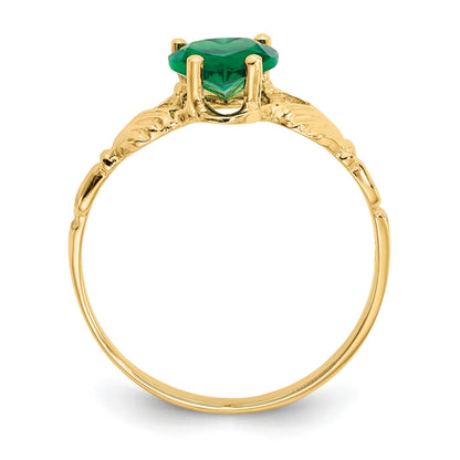 14k May CZ Heart Birthstone Claddagh Ring