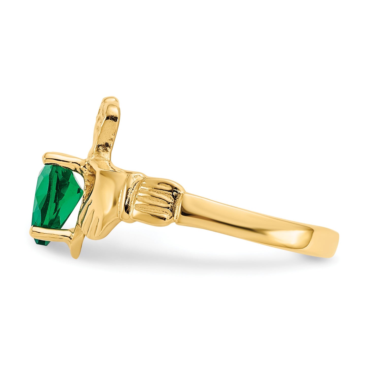 14k May CZ Heart Birthstone Claddagh Ring