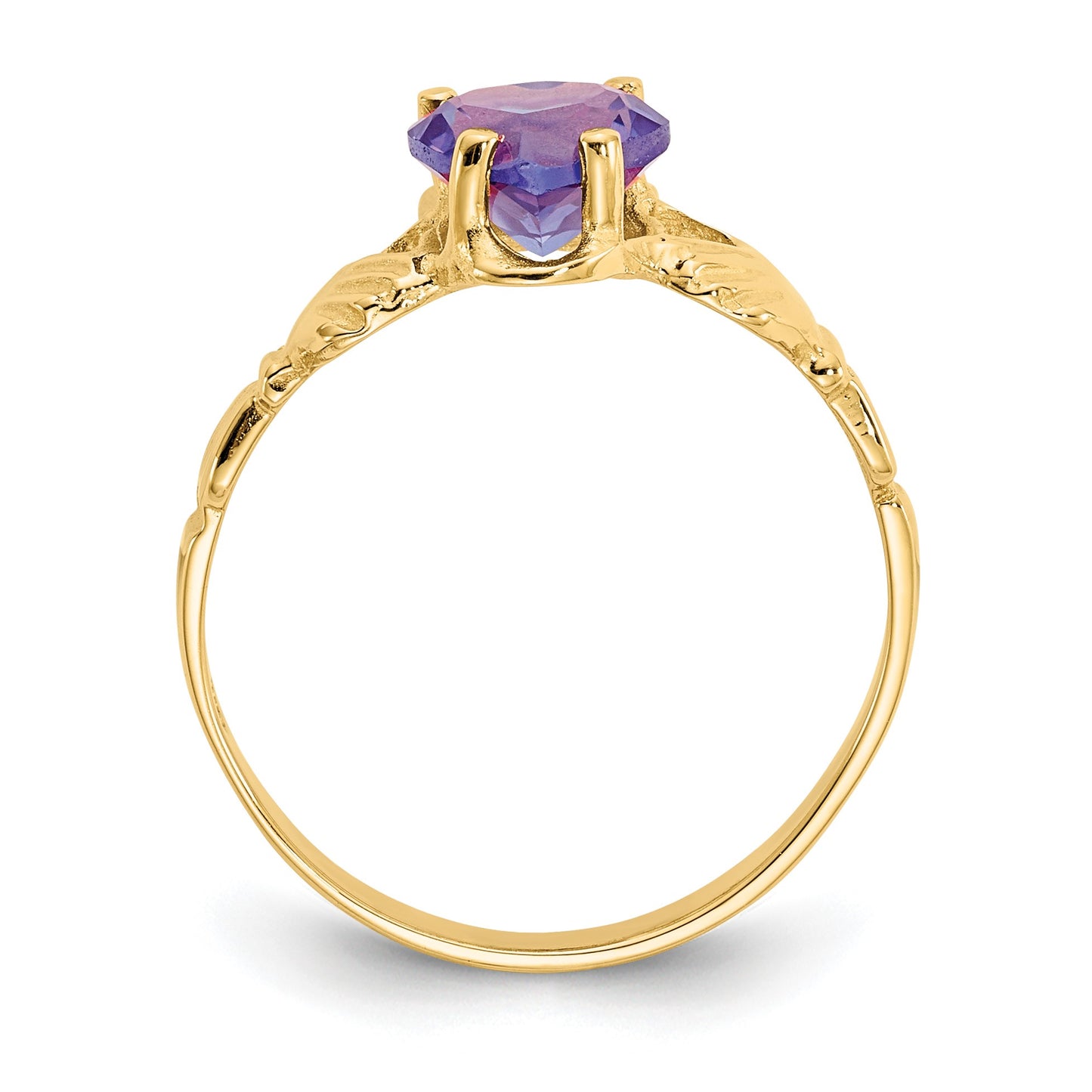14k June CZ Heart Birthstone Claddagh Ring