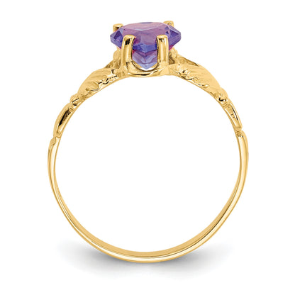 14k June CZ Heart Birthstone Claddagh Ring