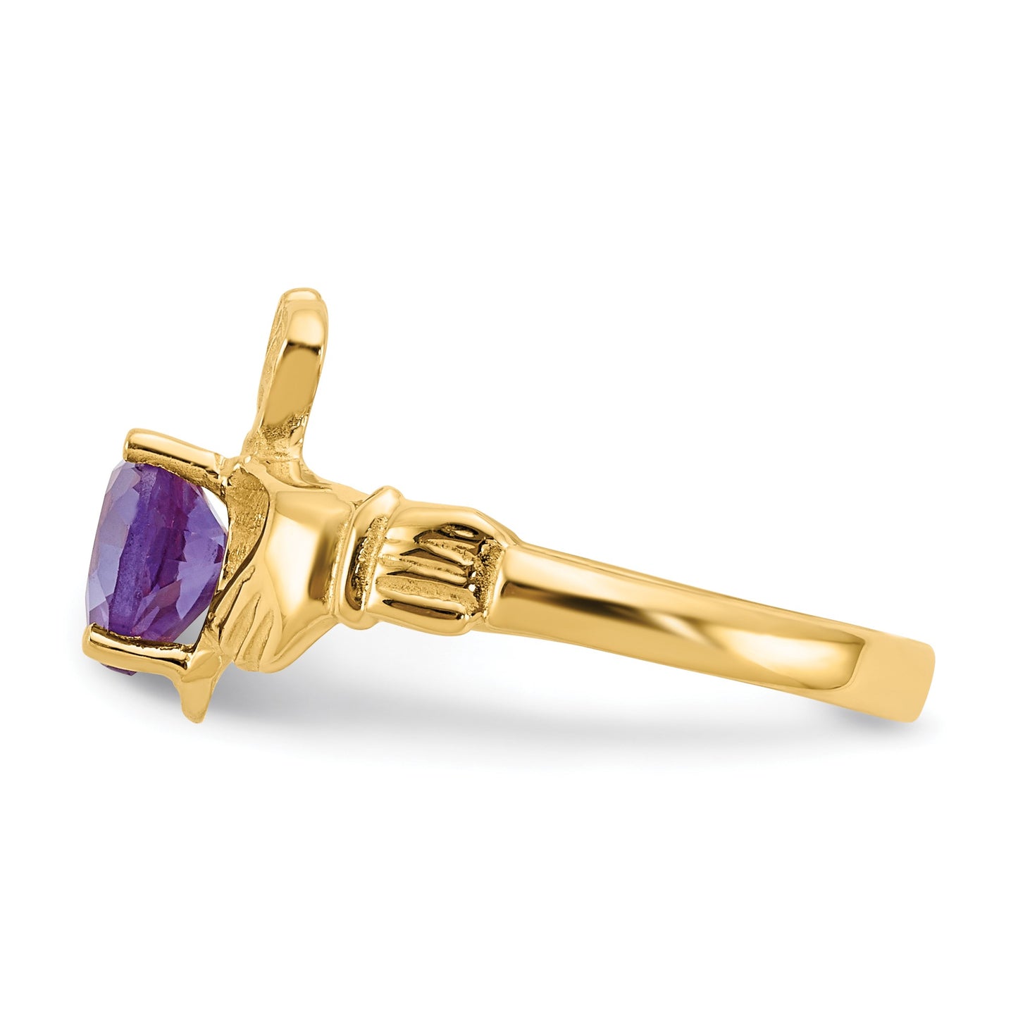 14k June CZ Heart Birthstone Claddagh Ring