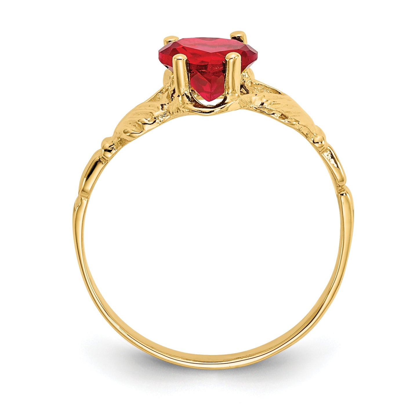 14k July CZ Heart Birthstone Claddagh Ring