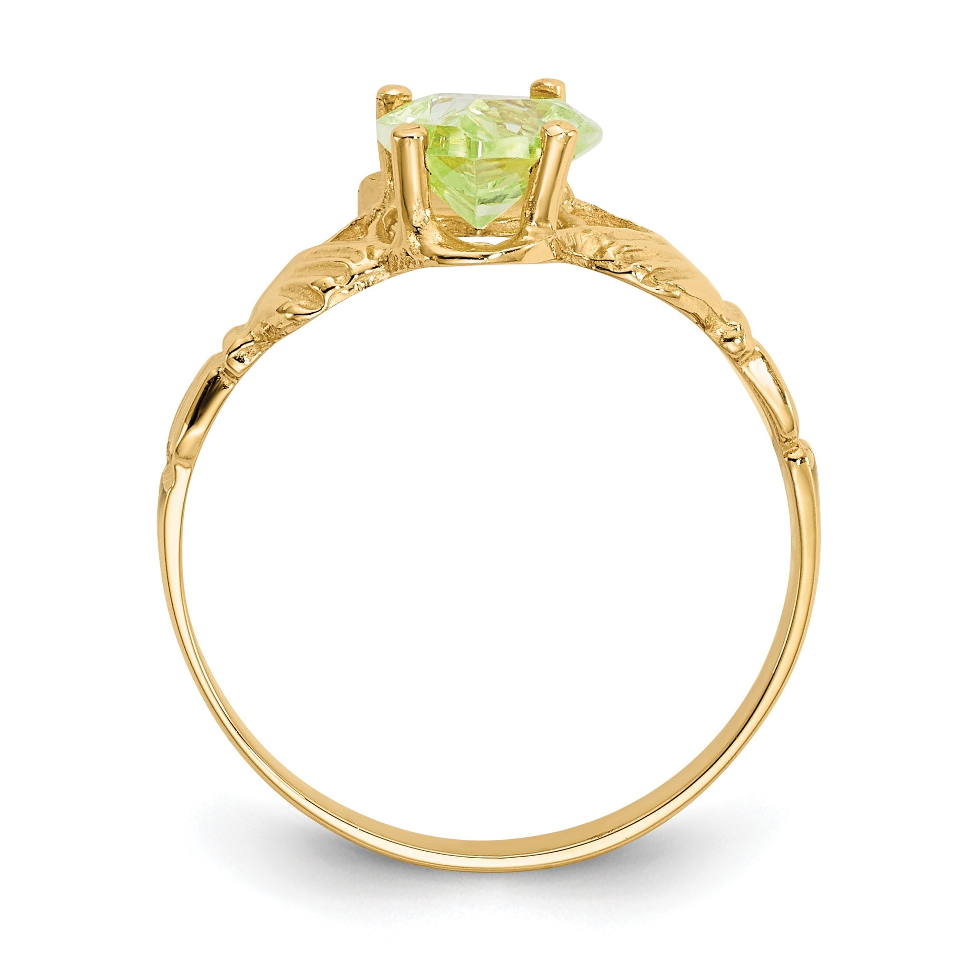 14k August CZ Heart Birthstone Claddagh Ring