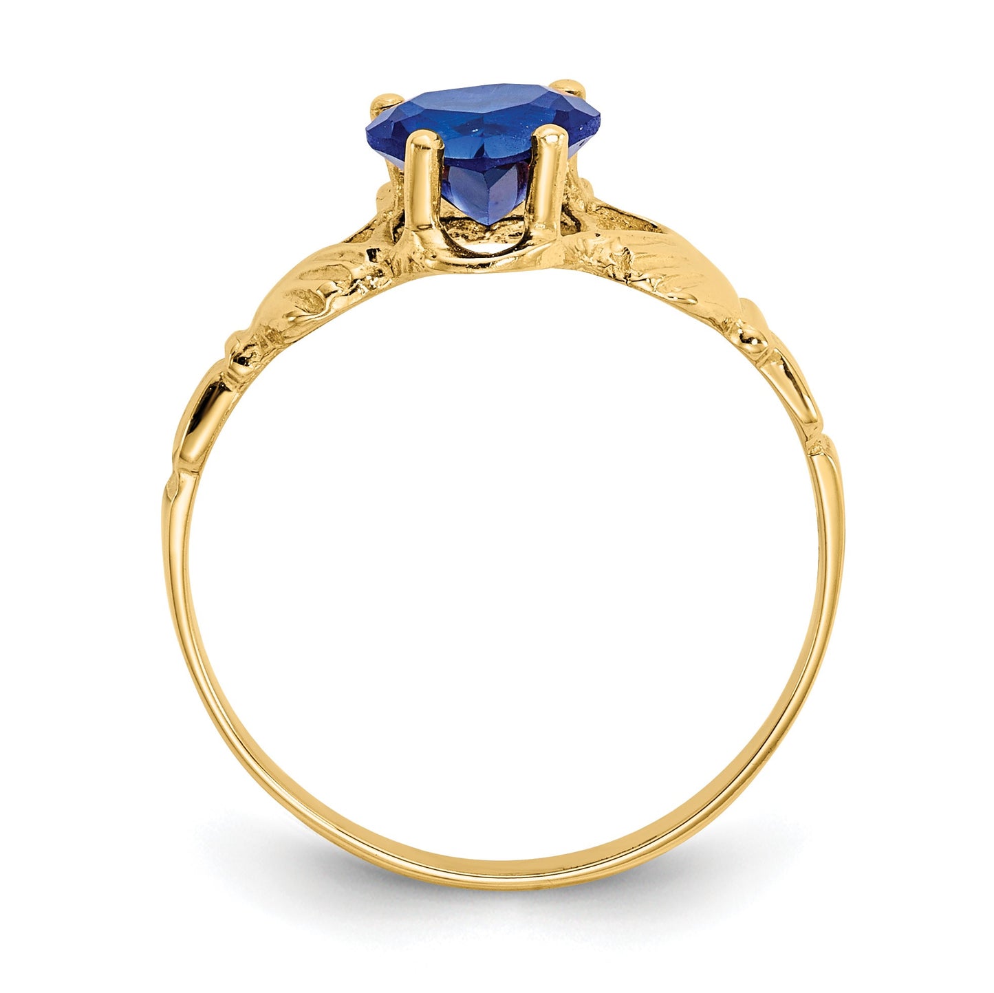 14k September CZ Heart Birthstone Claddagh Ring
