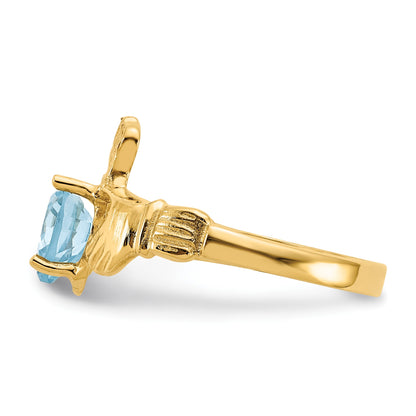 14k December CZ Heart Birthstone Claddagh Ring
