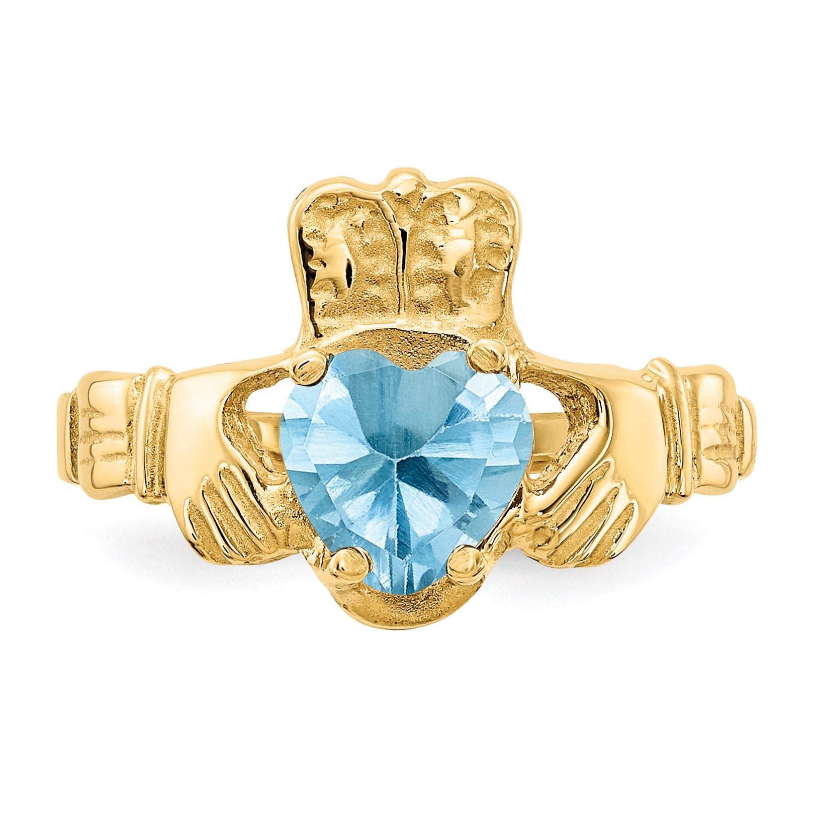 14k December CZ Heart Birthstone Claddagh Ring