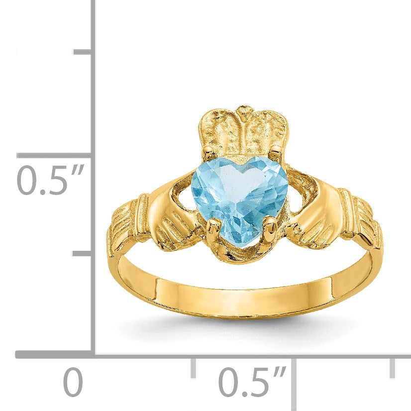 14k December CZ Heart Birthstone Claddagh Ring