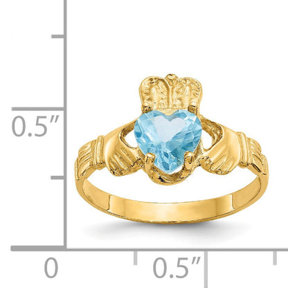 14k December CZ Heart Birthstone Claddagh Ring