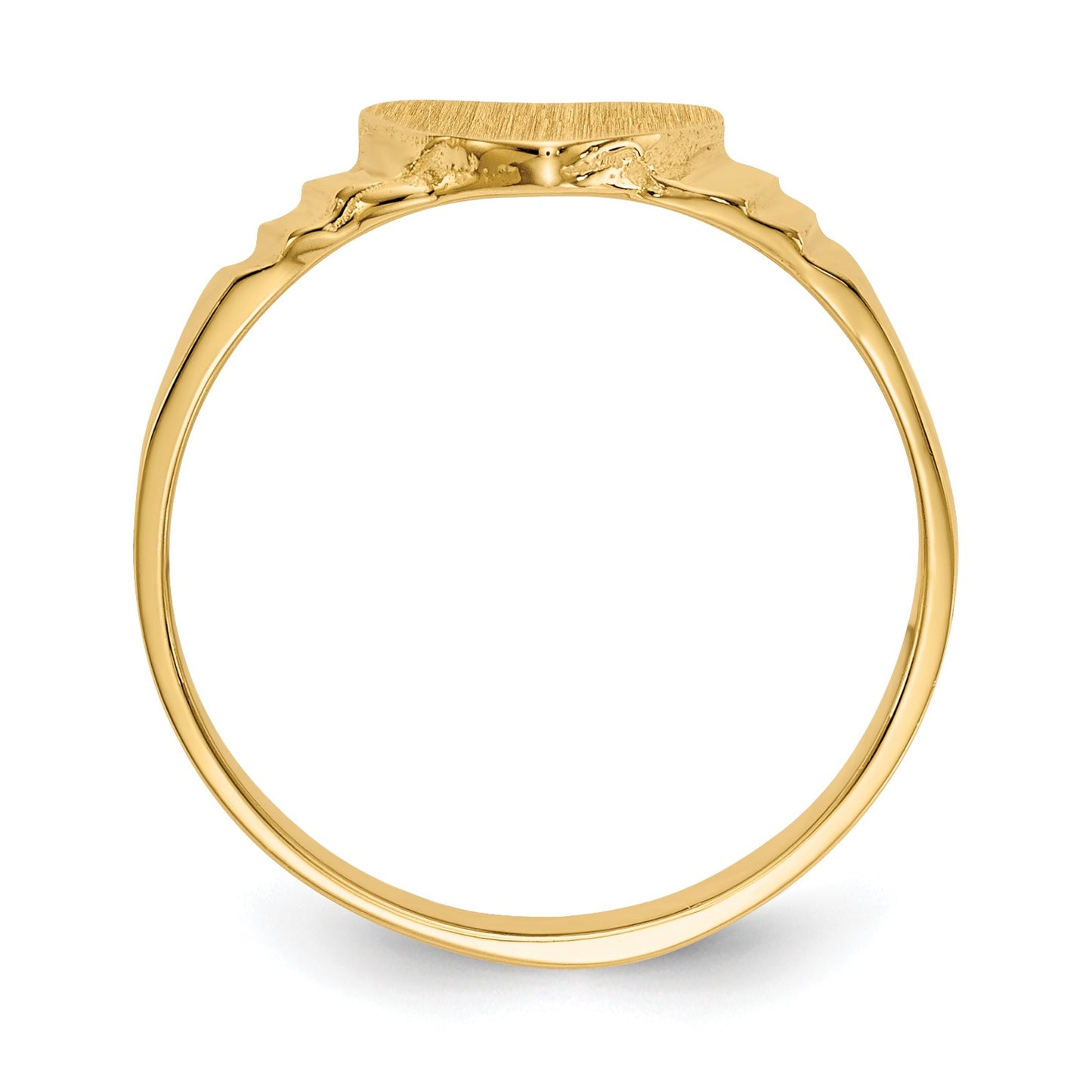 14K Satin 7.0x6.5mm Closed Back Size 3.5 Childs Heart Signet Ring