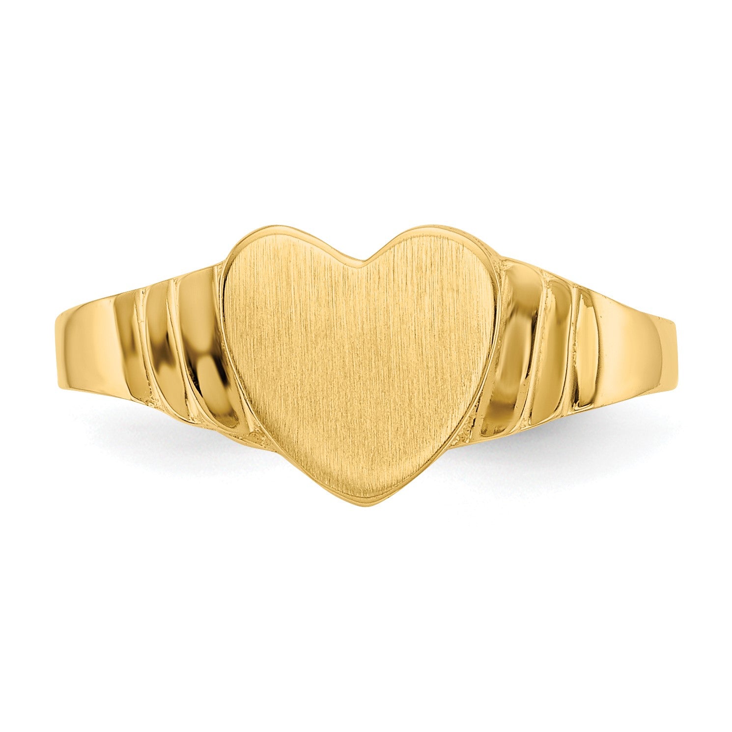 14K Satin 7.0x6.5mm Closed Back Size 3.5 Childs Heart Signet Ring