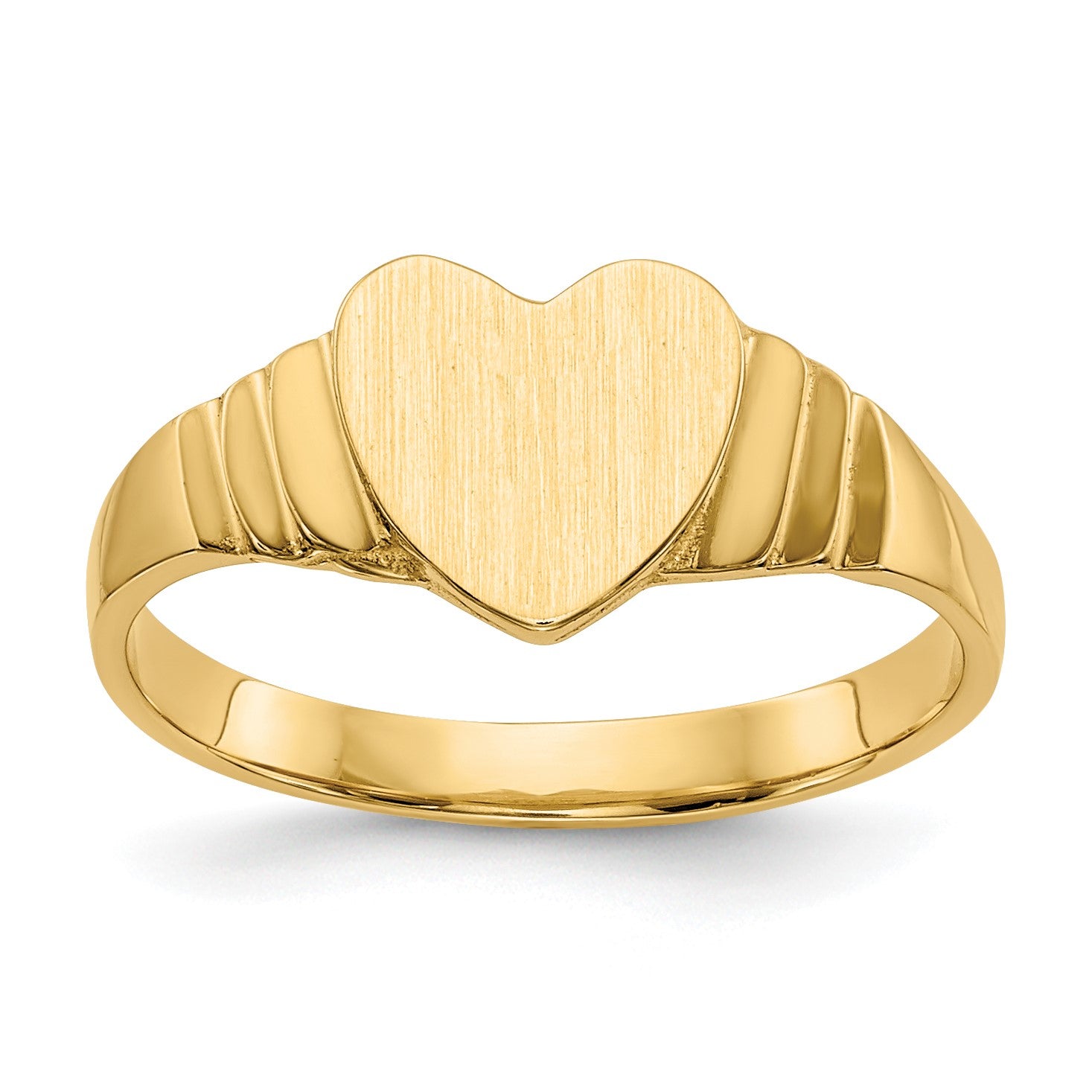 14K Satin 7.0x6.5mm Closed Back Size 3.5 Childs Heart Signet Ring