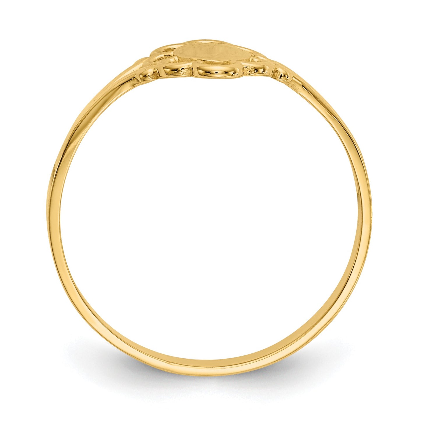 14K 3.5x6.0mm Closed Back Size 4.25 Childs Polished Center Filigree Oval Signet Ring