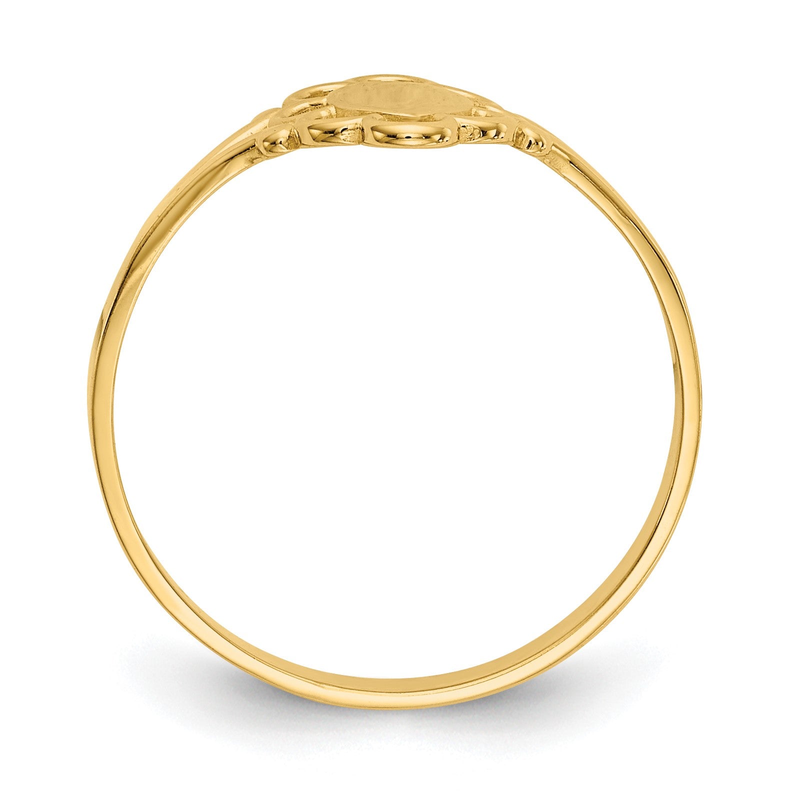 14K 3.5x6.0mm Closed Back Size 4.25 Childs Polished Center Filigree Oval Signet Ring