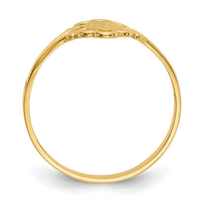 14K 3.5x6.0mm Closed Back Size 4.25 Childs Polished Center Filigree Oval Signet Ring