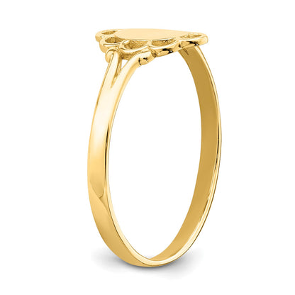14K 3.5x6.0mm Closed Back Size 4.25 Childs Polished Center Filigree Oval Signet Ring