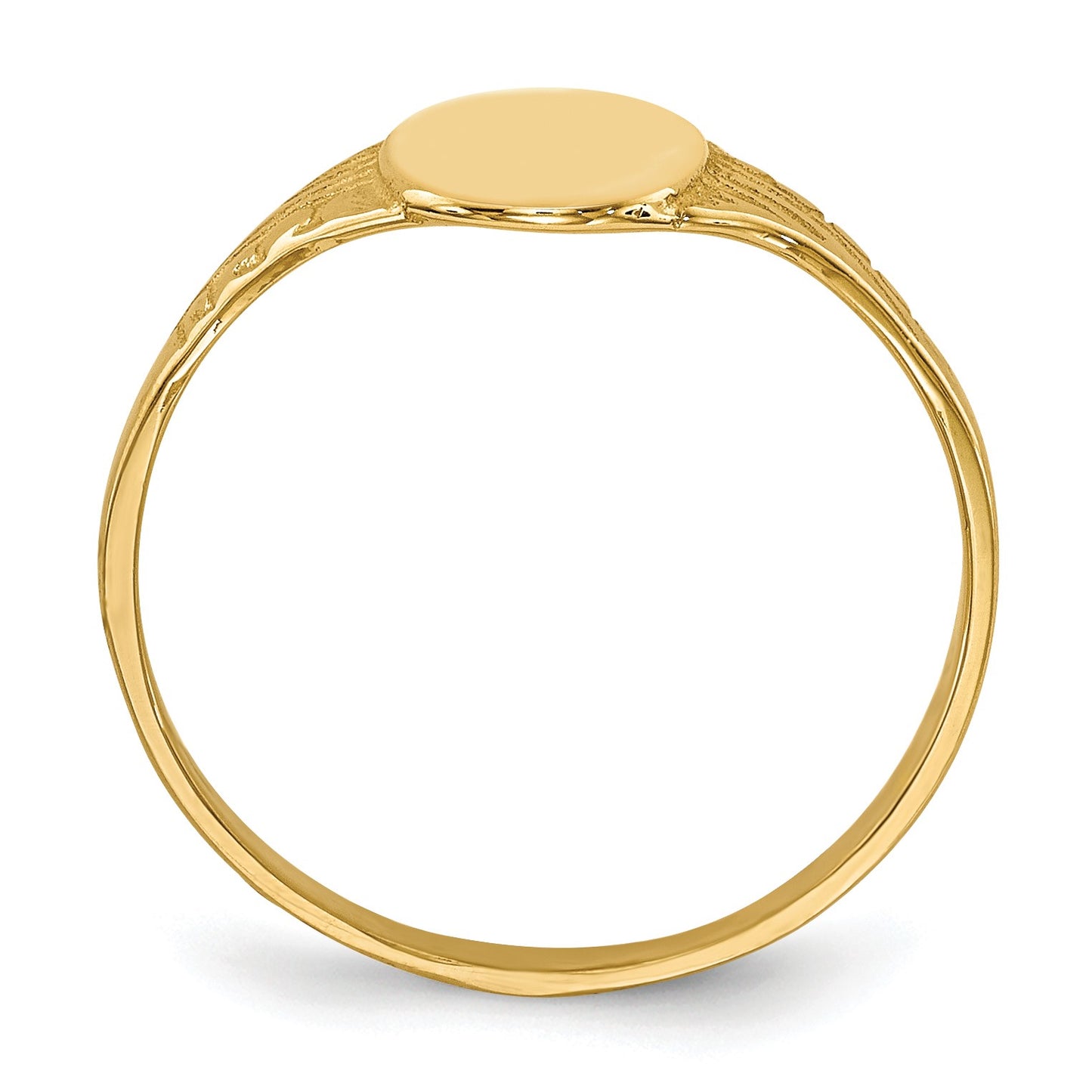14K Polished 6.0x7.5mm Closed Back Size 5.25 Childs Oval Signet Ring