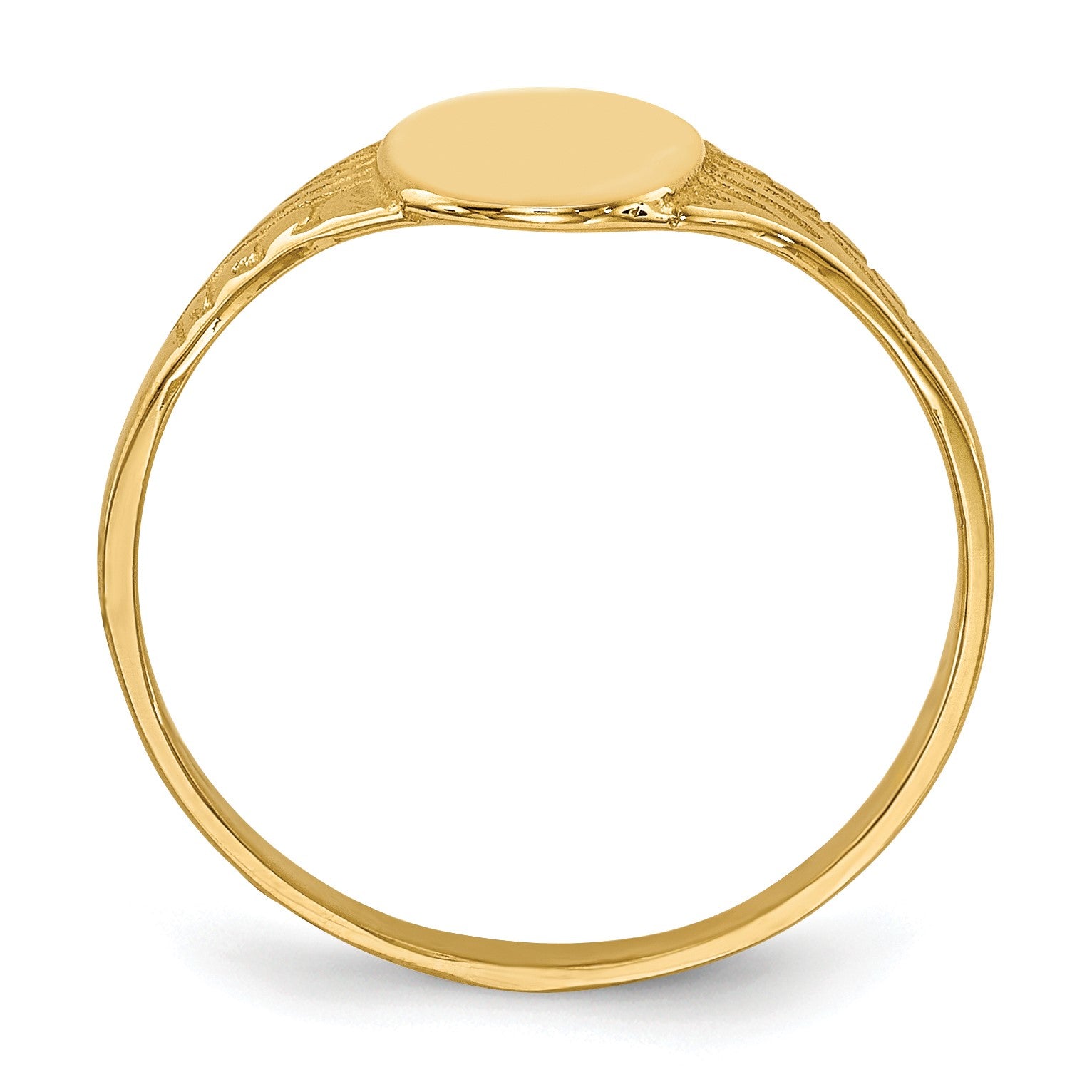 14K Polished 6.0x7.5mm Closed Back Size 5.25 Childs Oval Signet Ring