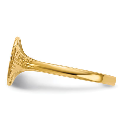 14K Polished 6.0x7.5mm Closed Back Size 5.25 Childs Oval Signet Ring