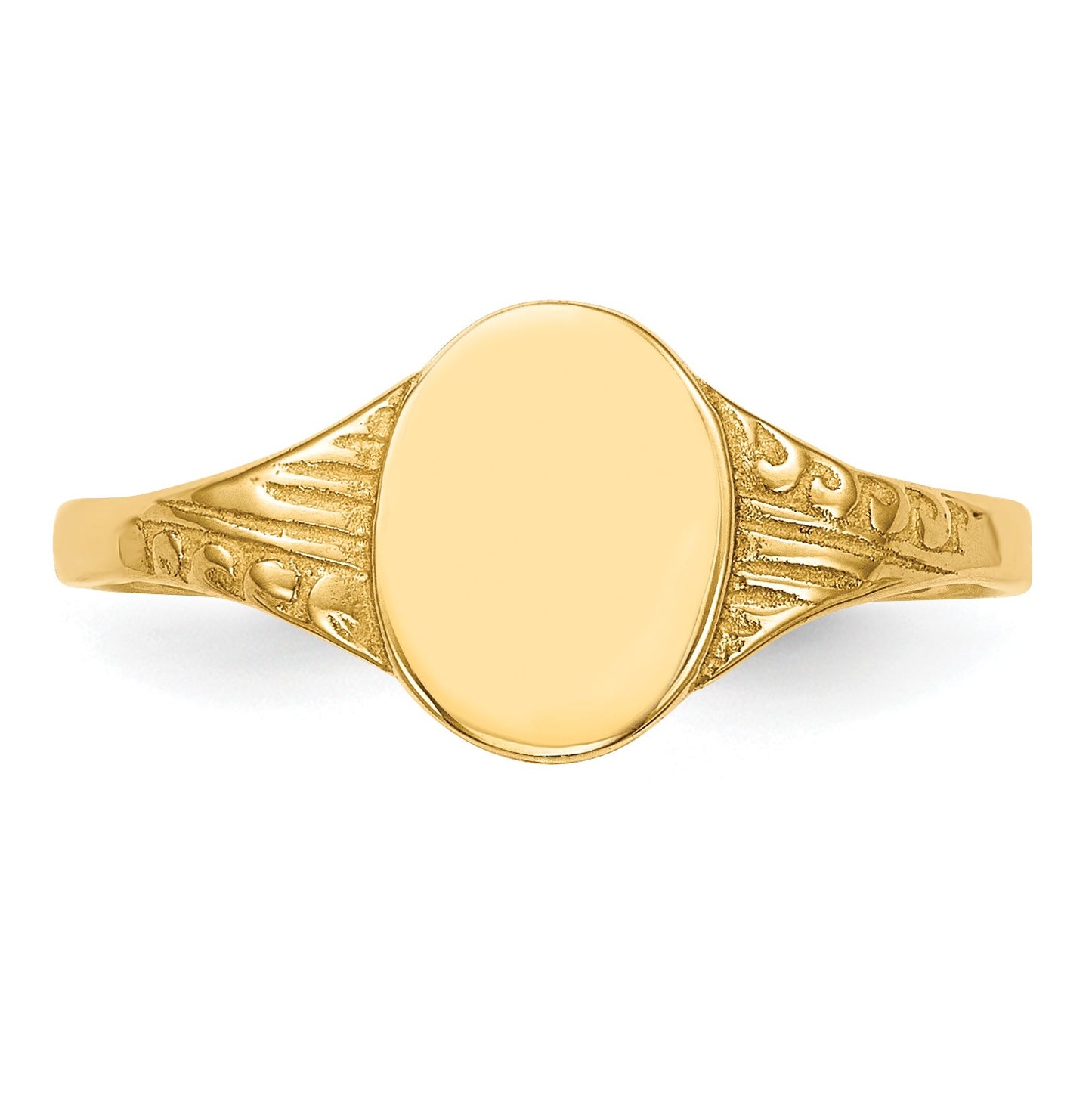 14K Polished 6.0x7.5mm Closed Back Size 5.25 Childs Oval Signet Ring