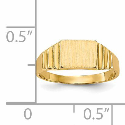 14K Satin 6.5x5.2mm Closed Back Size 2.25 Baby Rectangular Signet Ring