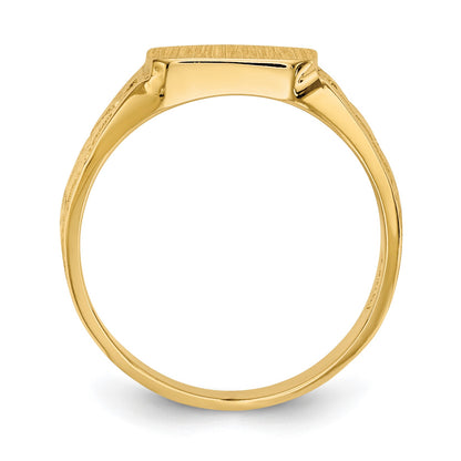14K Polished 8.0x8.25mm Closed Back Size 3.5 Childs Square Signet Ring
