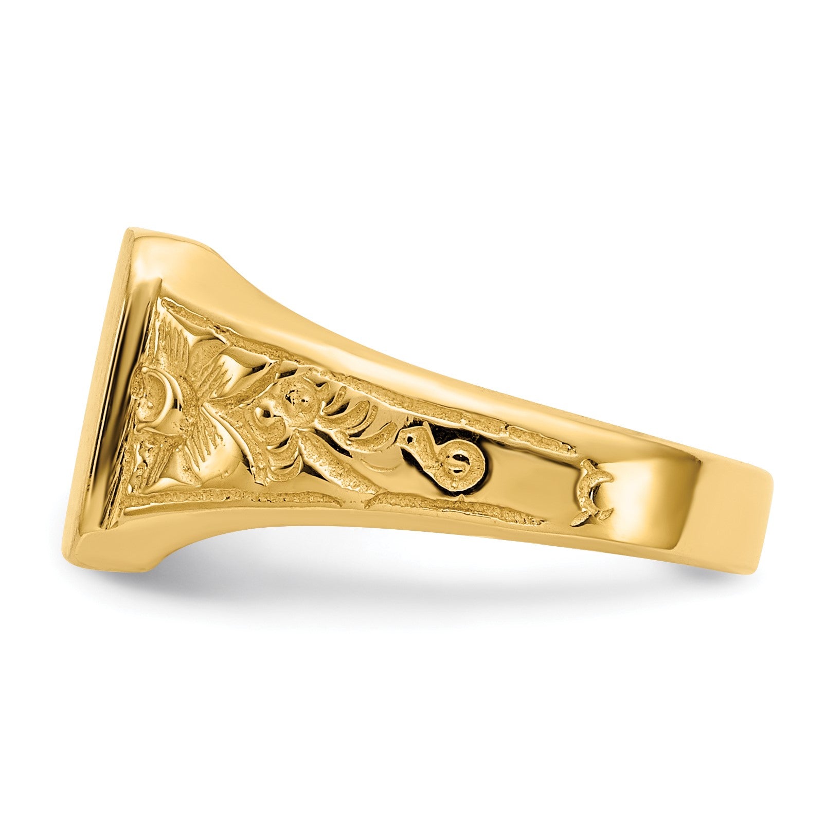 14K Polished 8.0x8.25mm Closed Back Size 3.5 Childs Square Signet Ring
